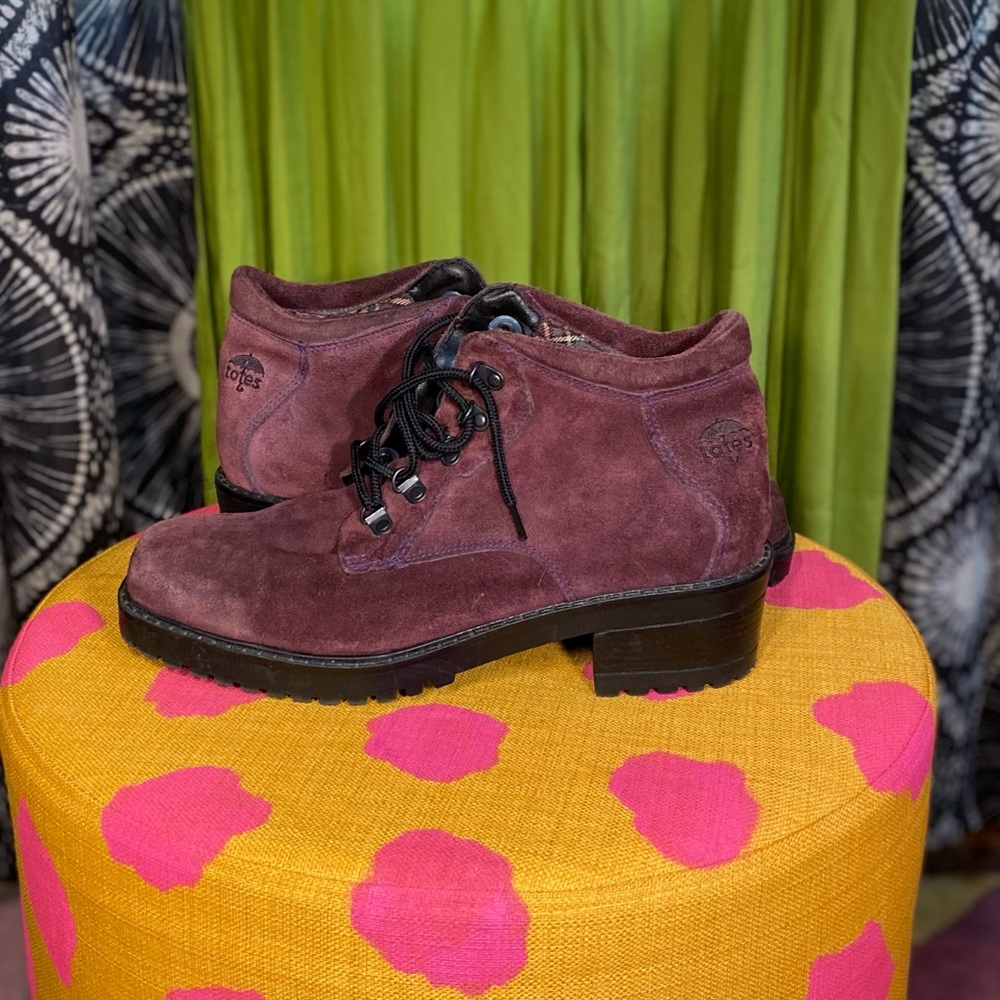 ☁️ SOLD ☁️ Leather Purple Tote Boots